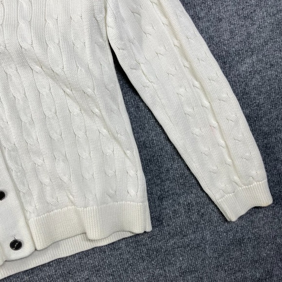 LRL Ralph Lauren Active Cable-Knit Cardigan Women's Ivory Button Sweater - XL - Picture 2 of 13